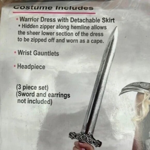 Dreamgirl GLORIOUS GLADIATOR Halloween Costume Large(140-160 lb)black silver A63 - Picture 4 of 5